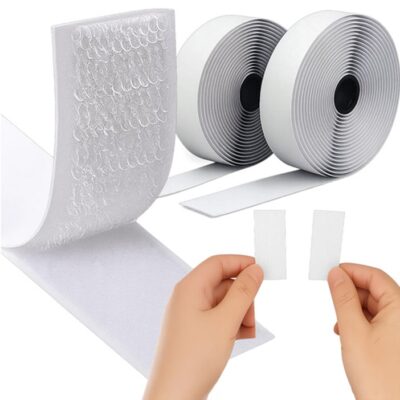 Samolepljiv beli velcro trak (5 m x 2,5 cm)